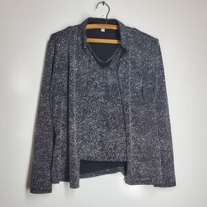 Onyx Nite Sparkly Matching Black and Silver 2 Piece Set.  Size M